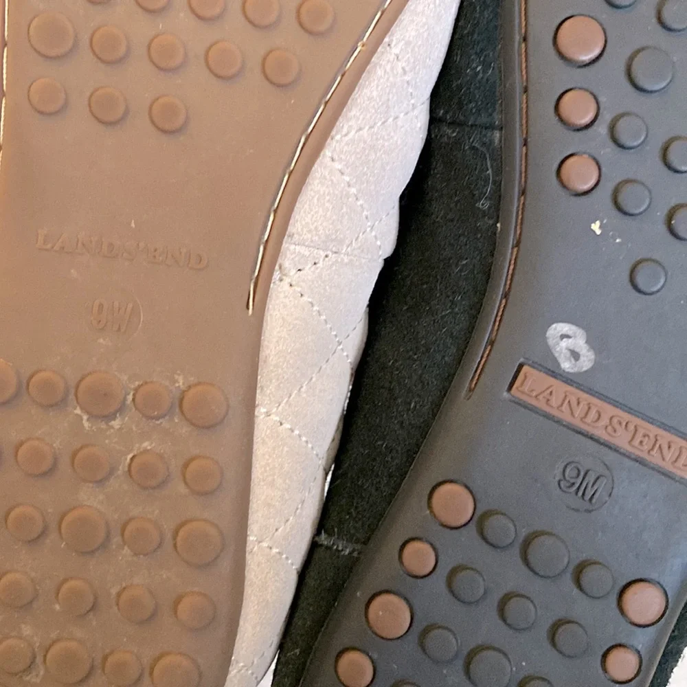 3/$60 Bundle of 2 Quilted Cream and Suede Black Slip On Flats - Picture 14 of 16